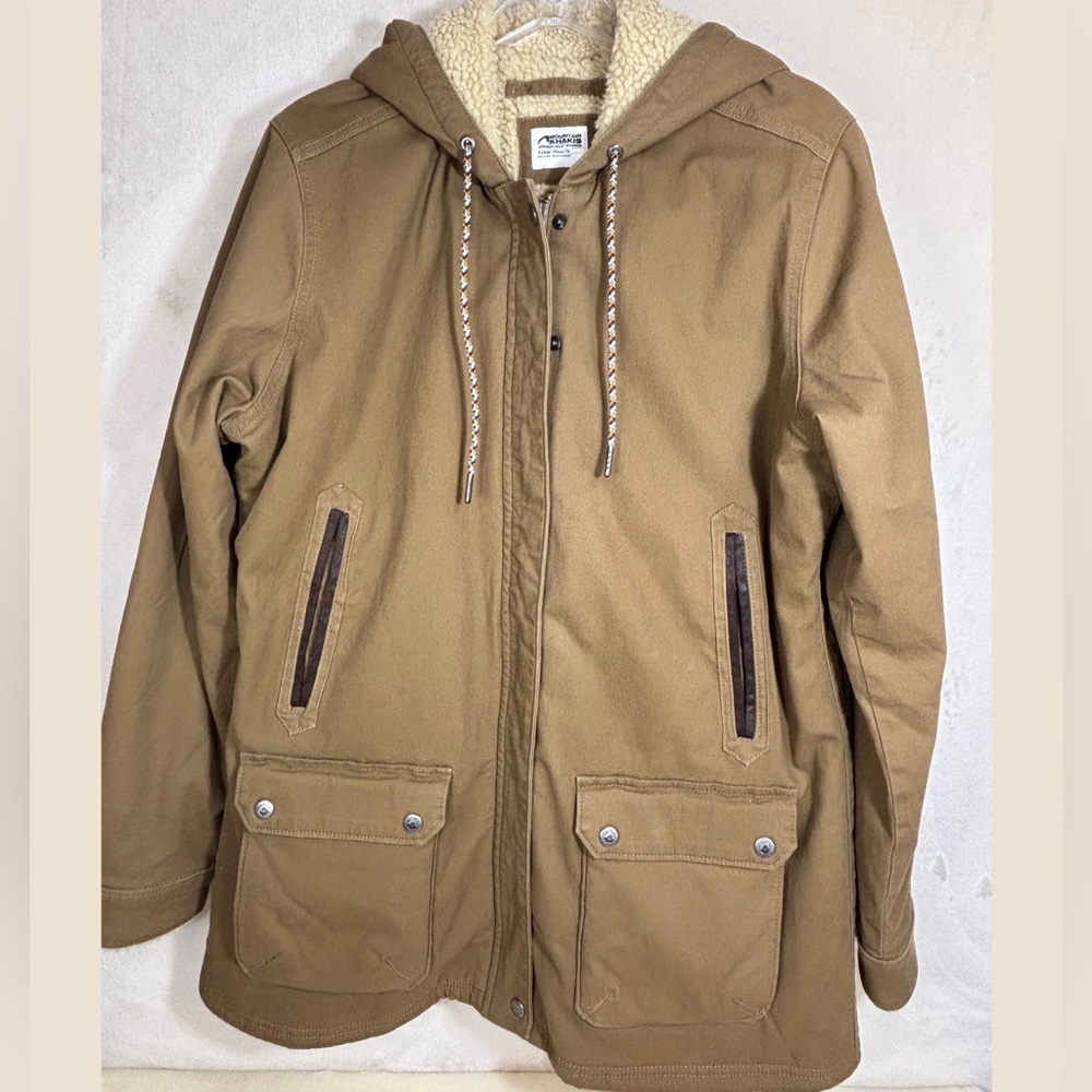 MOUNTAIN KHAKI WOMEN'S RANCH SHEARLING HOODED WINTER COAT CLASSIC FIT SIZE XL